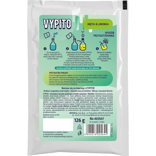 VYPITO 12 %, sáček na 18 drinků – Máta-Limetka, 126 g - 2