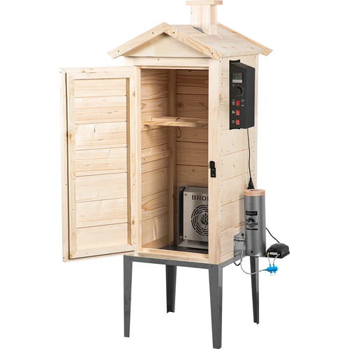 Zahradní dřevěná udírna 200 l – dragON Wood 100E s elektrickým topným modulem a řídicí jednotkou - 2