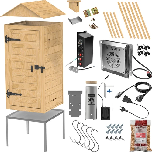 Zahradní dřevěná udírna 200 l – dragON Wood 100E s elektrickým topným modulem a řídicí jednotkou - 3