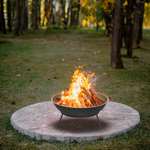 Zahradní ohniště s roštem, Ø55 cm, kulaté, mísa - 9