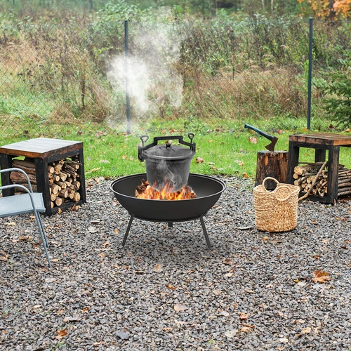 Zahradní ohniště s roštem, Ø55 cm, kulaté, mísa - 11