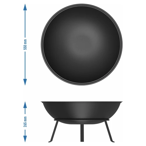 Zahradní ohniště s roštem, Ø55 cm, kulaté, mísa - 8