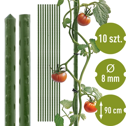 Zahradní tyčky Bioogród – potažené ocelové, 0,9 m, fi 8 mm, 10 ks
