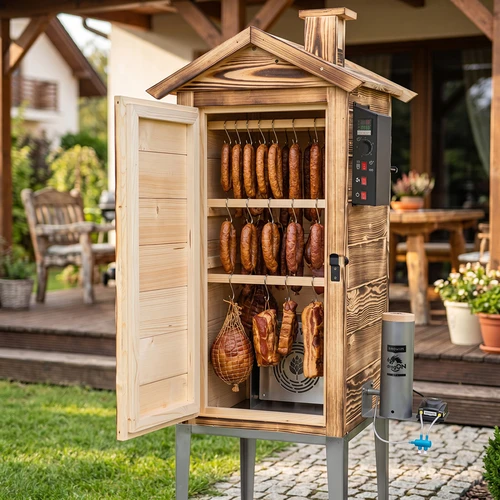 Zahradní udírna 200 l dragON Wood 100E – na dřevo, s elektrickým topným modulem a řídicí jednotkou - 9