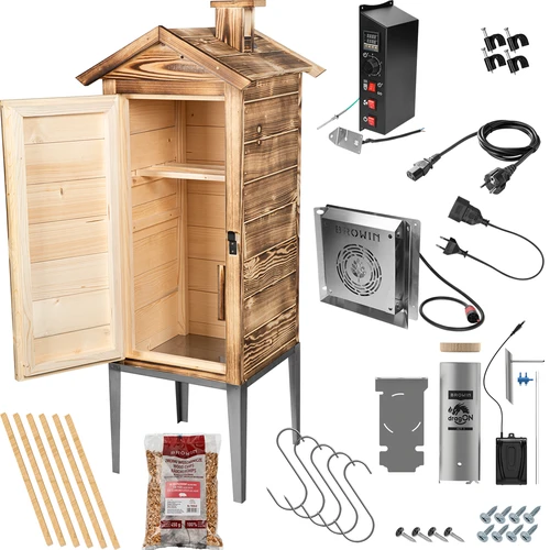 Zahradní udírna 200 l dragON Wood 100E – na dřevo, s elektrickým topným modulem a řídicí jednotkou - 2