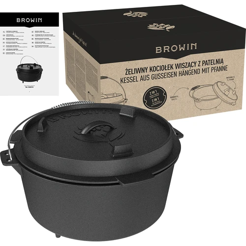 Závěsný litinový kotlík s pánví - 9