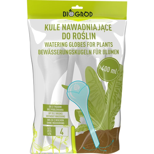 Zavlažovací koule pro rostliny, bílé poloprůhledné, 400 ml, 4 ks. - 3