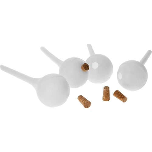 Zavlažovací koule pro rostliny, bílé poloprůhledné s korkem, 400 ml, 4 ks. - 3