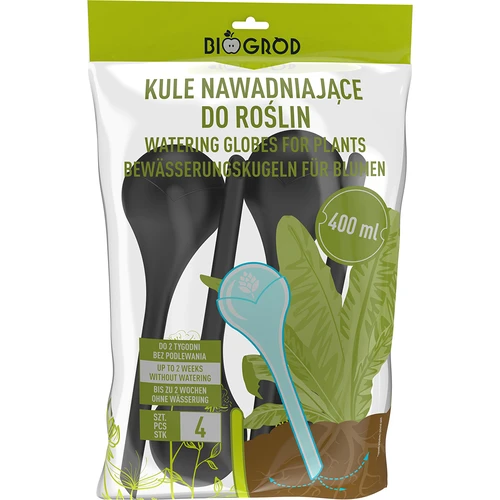 Zavlažovací koule pro rostliny, černé matné, 400 ml, 4 ks - 3