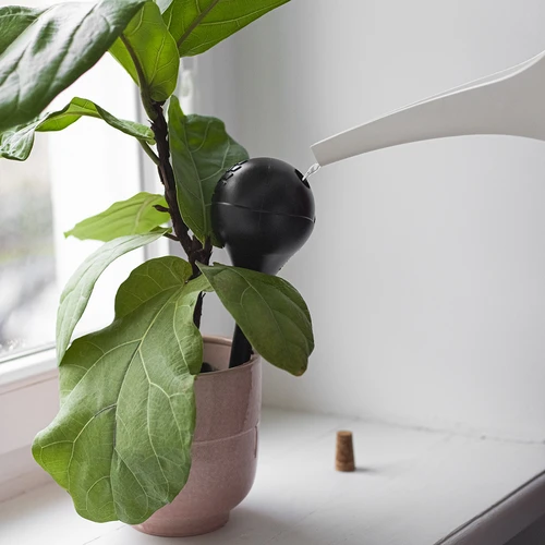 Zavlažovací koule pro rostliny, černé matné, s korkem, 400ml, 4 ks. - 12