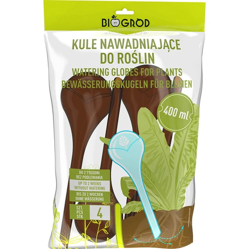 Zavlažovací koule pro rostliny, jantarové průhledné, 400 ml, 4 ks - 3