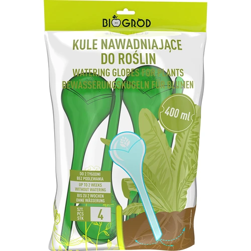 Zavlažovací koule pro rostliny, zelené průhledné, 400 ml, 4 ks - 3