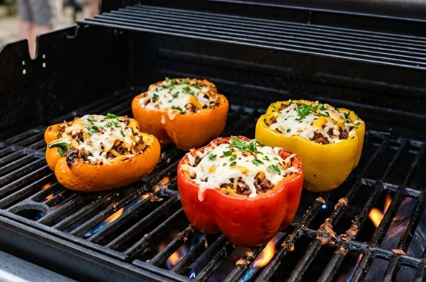 Plněné papriky z plynového grilu