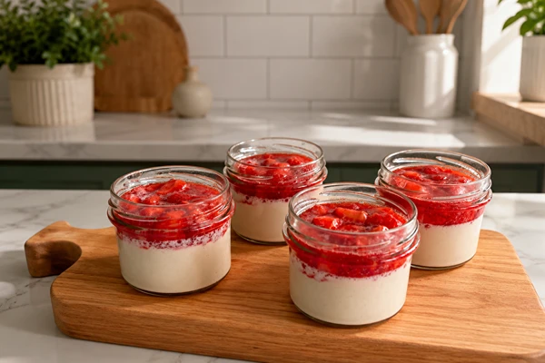 Veganská panna cotta s jahodami